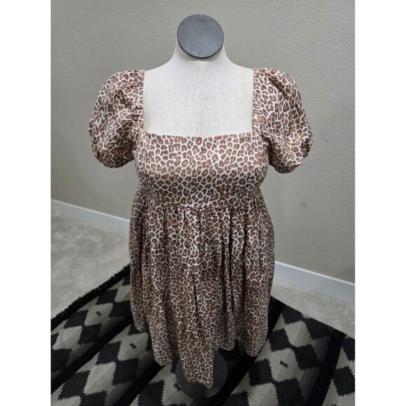 J.Crew Leopard Print Puff Sleeve Smocked Dress Size 12 - Picture 8 of 14